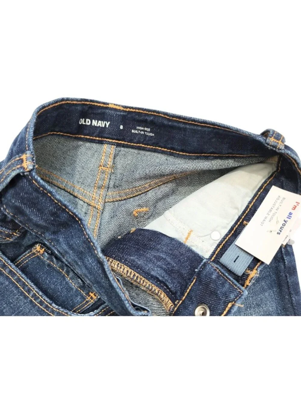 OLD NAVY NWT High Rise Adjustable Waist Raw Hem Blue Jean Shorts - Girl's 8